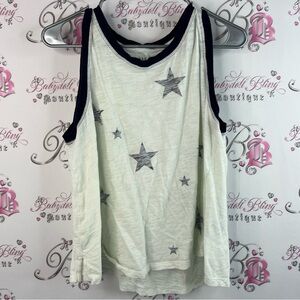 GAP tank top stars two tone black cream White Tank Top with Star Pattern